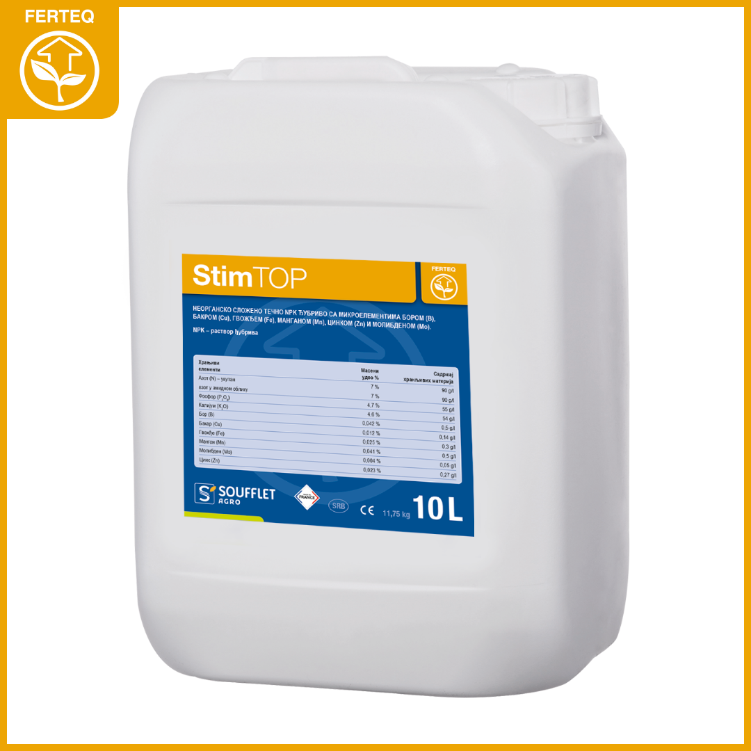 STIMTOP je biostimulator novije generacije dizajniran sa primarnim fokusom na optimizaciju kvaliteta useva i povećanje prinosa. Posebno je efikasan u usevima tokom proleća kad je i. | hibridi, pesticidi, fungicidi, herbicidi, adjuvanti, lepkovi, hemija, sredstva za zaštitu bilja, povoljna hemija, poljoprivredna apoteka, kukuruz, pšenica, suncokret, soja, repica, uljana repica, nabavka hemije, poljoprivreda, alteox, galenika, fuzarijum, rđa, pepelnica, sirak, širokolisni korovi, motika, prskalica, špricanje,